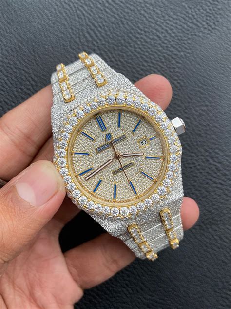 fake iced out diamond watches|moissanite iced out watches.